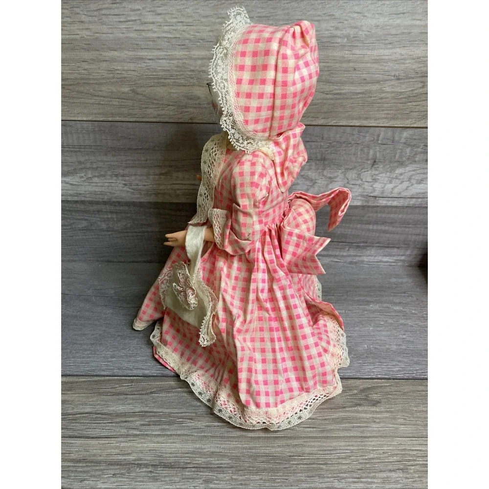 VTG Folk Art Doll Bottle Country Grandma Plastic Bottle Doll Handmade 12